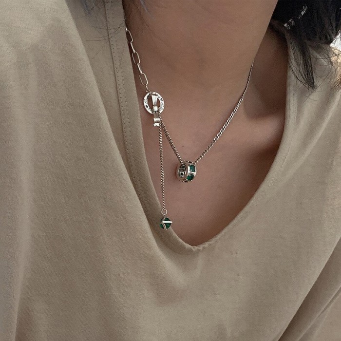 DÂY CHUYỀN MẶT NHẪN MIX ĐÁ XANH LÁ ĐỘC ĐÁO