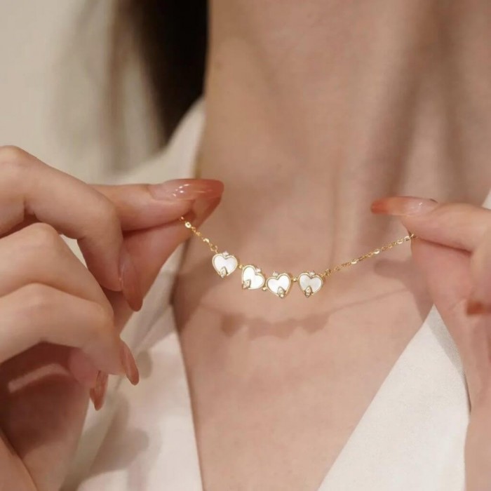 DÂY CỎ 4 LÁ BIẾN HÌNH TRÁI TIM ĐỘC ĐÁO XI VÀNG PHA CAO