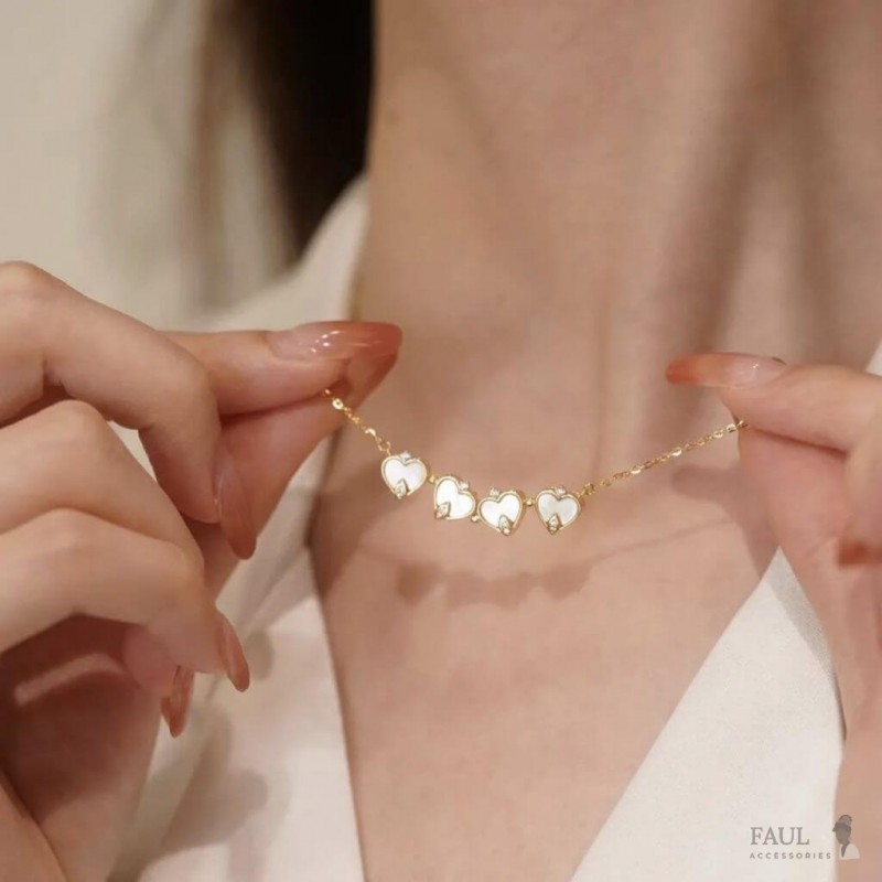 DÂY CỎ 4 LÁ BIẾN HÌNH TRÁI TIM ĐỘC ĐÁO XI VÀNG PHA CAO